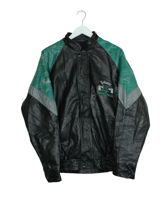 Revetment leather jacket