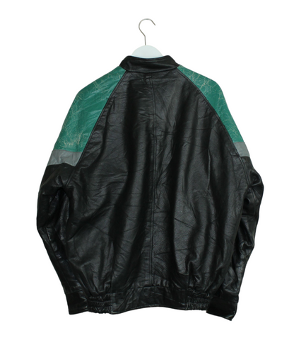 Revetment leather jacket