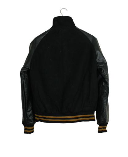 Black leather college jacket